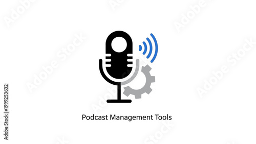 Podcast Management Tools Microphone Icon Illustration.