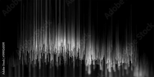 Abstract monochromatic vertical lines cascade downwards, creating a sense of depth and movement, the play of light and shadow, evoking a dynamic and artistic expression.
