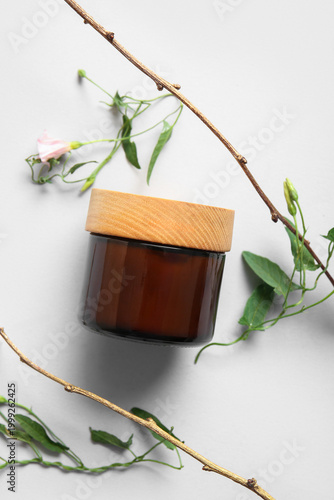 Composition with jar of cos...