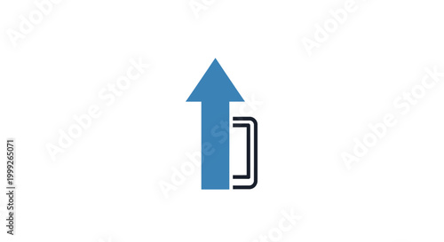 Blue Arrow Pointing Upward Symbol.
