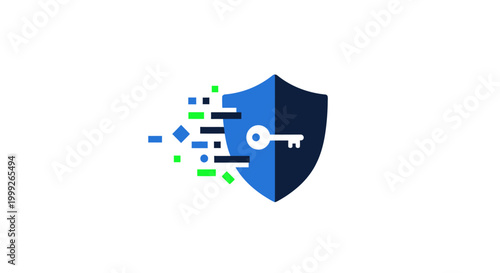 Blue Shield with Key and Code.