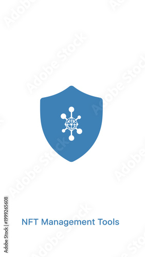 Blue shield with white symbol logo.