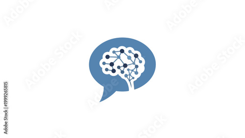 Blue Speech Bubble with Brain Icon.