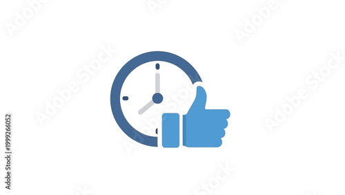 Blue thumbs up with clock icon.