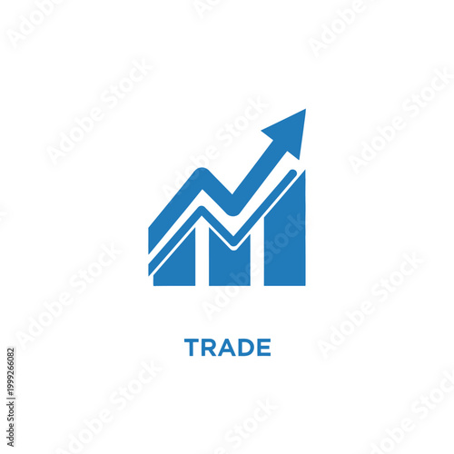 Blue trade graph with arrow.