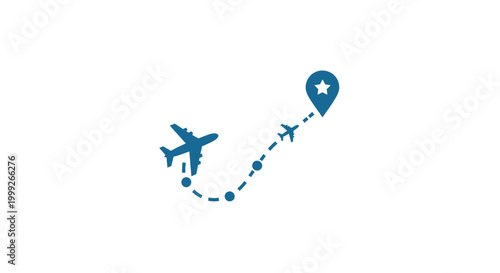 Airplane Flight Route Map Icon.