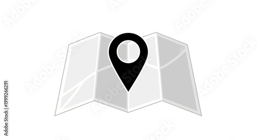 Black Location Pin on Map.