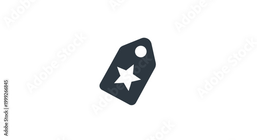 Black Tag With White Star Symbol.
