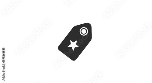 Black tag with white star symbol.