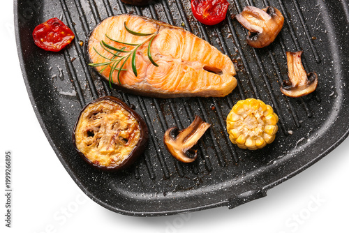 Frying pan with tasty grill...