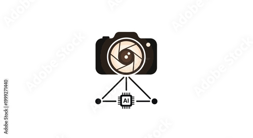 Camera with tripod and lens.