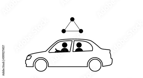 Car with people inside vehicle driving.