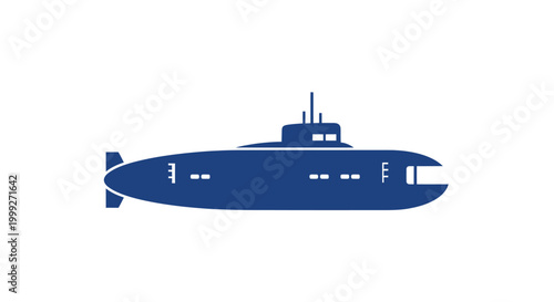 Dark blue submarine vessel underwater explorer.