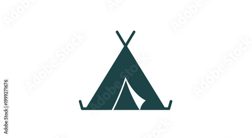 Dark green tent camping icon symbol.