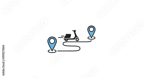 Delivery scooter with route map.