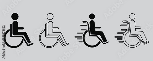 Accessibility symbols depicting individuals in wheelchairs for inclusive access and universal design