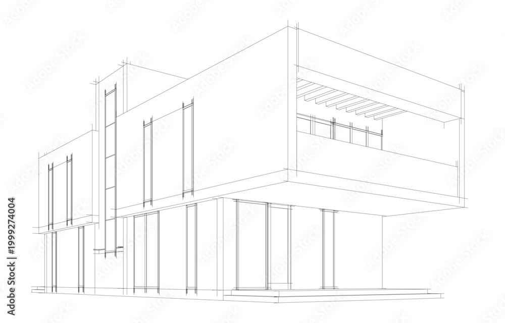 Fototapeta premium house building sketch architecture 3d illustration