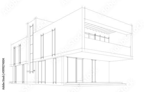 house building sketch architecture 3d illustration