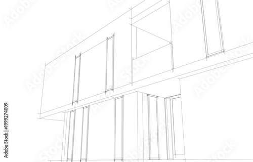 house building sketch architecture 3d illustration
