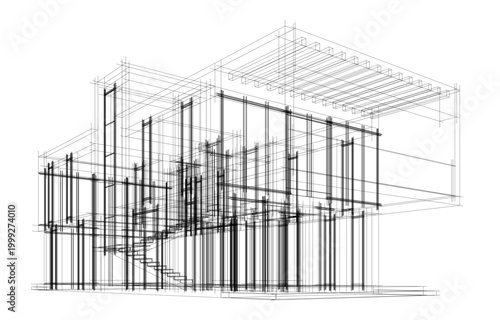 house building sketch architecture 3d illustration