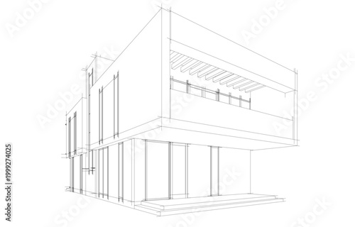 house building sketch architecture 3d illustration