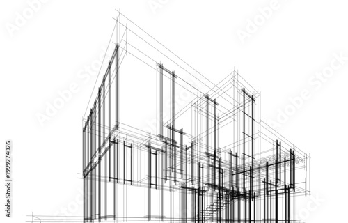 house building sketch architecture 3d illustration