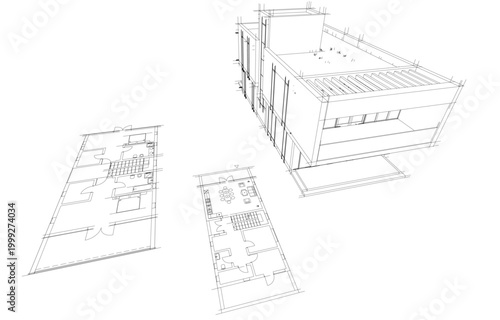 house building sketch architecture 3d illustration