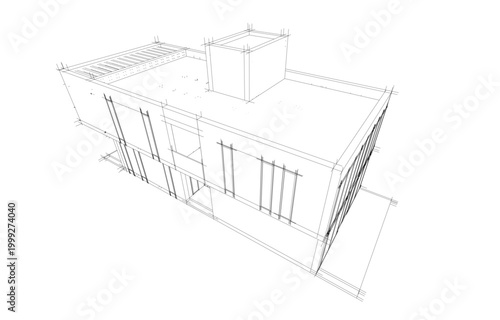 house building sketch architecture 3d illustration