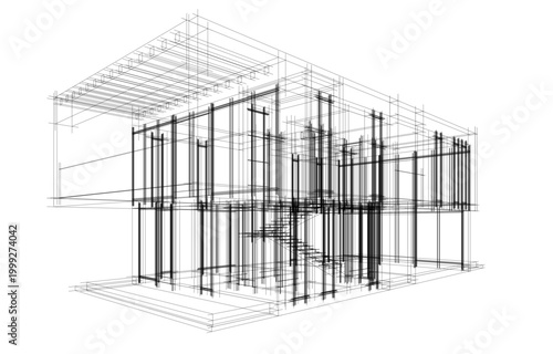 house building sketch architecture 3d illustration