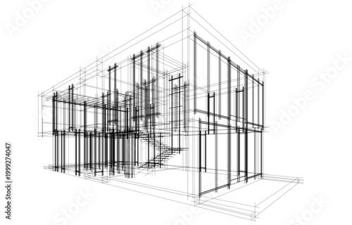 house building sketch architecture 3d illustration
