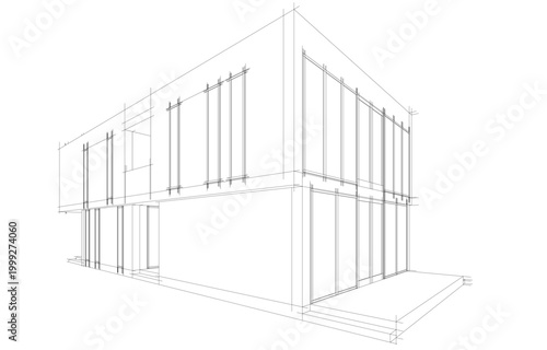 house building sketch architecture 3d illustration