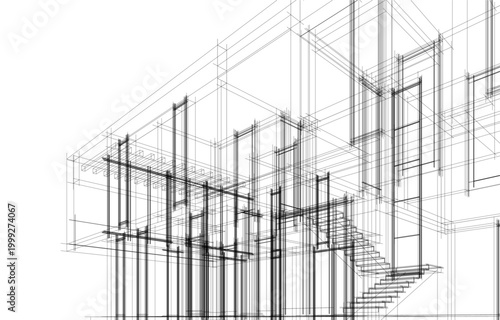 house building sketch architecture 3d illustration