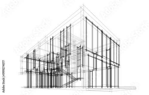 house building sketch architecture 3d illustration