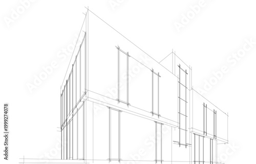 house building sketch architecture 3d illustration
