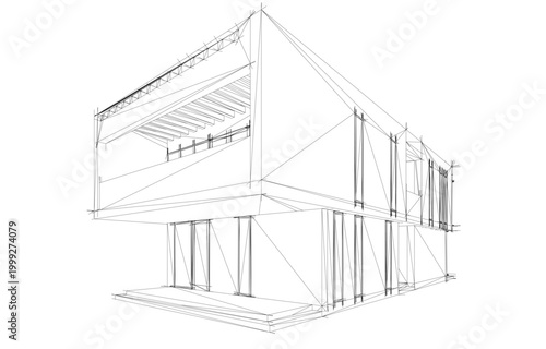 house building sketch architecture 3d illustration
