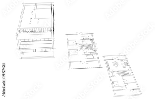 house building sketch architecture 3d illustration