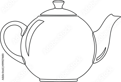 Teapot outline with line art container beverage