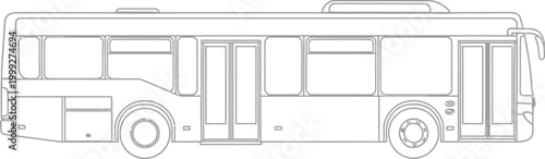 Bus outline with line art transport minimalist
