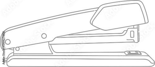 Line art of a common desk stapler with stationery
