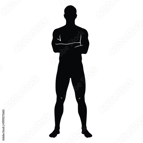 Man silhouette standing with arms folded