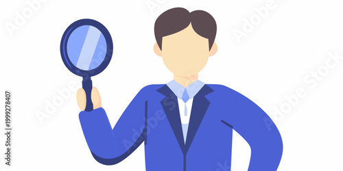 man with magnifying glass vector illustration on white background