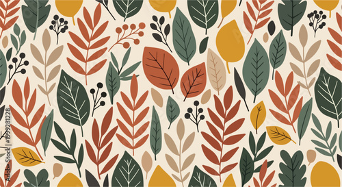 A colorful arrangement of various leaves and plants