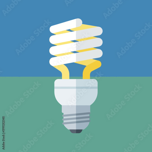 Illustration of a compact fluorescent light bulb with a spiral design.