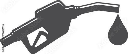 Black gas pump nozzle with dripping fuel drop