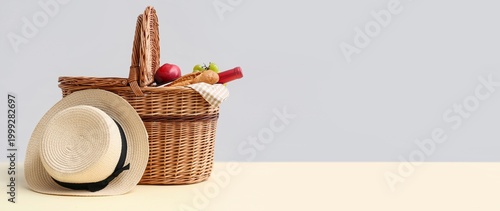 Wicker basket with tasty fo...