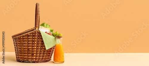 Wicker basket with tasty fo...