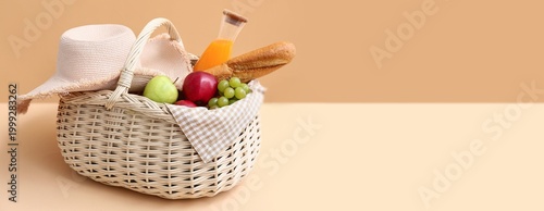 Wicker basket with tasty fo...