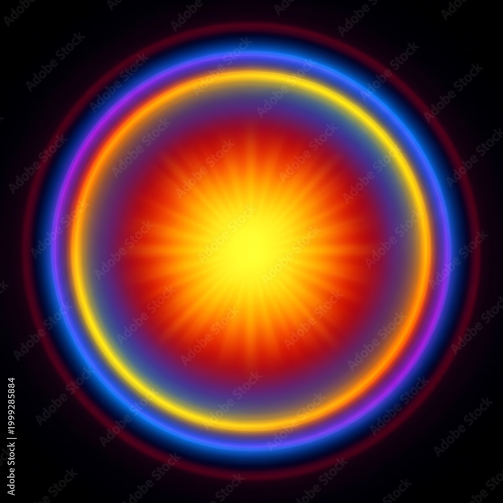 Obraz premium Radiant Energy - Concentric Circles of Light and Color.
