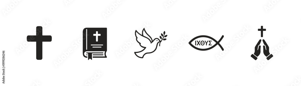 Fototapeta premium Christian Religious Symbols and Icons Set