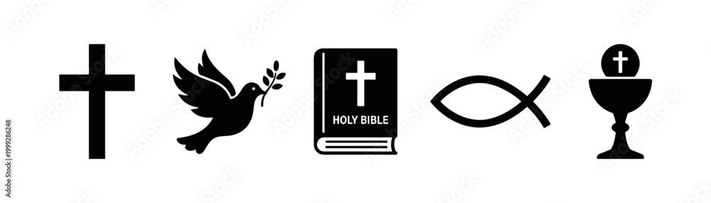 Fototapeta premium Christian Religious Symbols Icon Set